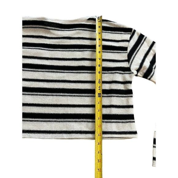 Zara Womens Rustic Sweater S Black White Striped Knit Pullover 2298/651 NWT - Picture 9 of 11